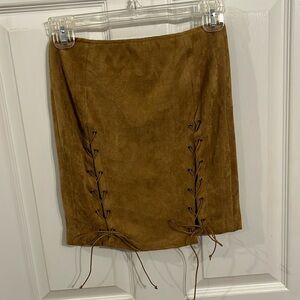 Suede lace up skirt